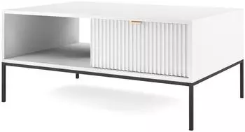Bettso Nova Couchtisch mit Schubladen, wei&szlig;, schwarze Beine, 104x46x68cm