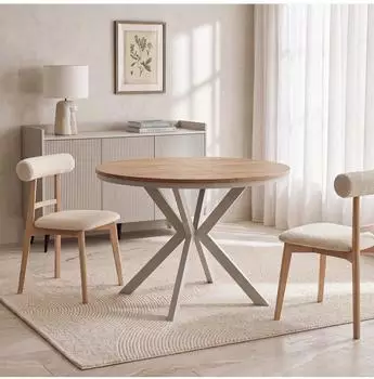 WFL GROUP Valio Neo runder Ausziehtisch mit Metallbeinen, Kaschmir Grau, 90-130cm (Valio Neo)