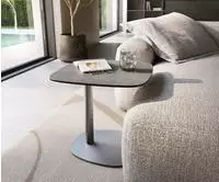 DELIFE Beistelltisch Edge Boot 50x50 cm Keramik Beton Grau Eleny Edelstahl