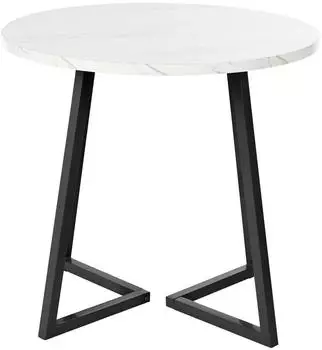 LuxusKollektion Runder Esstisch Marmoroptik, Metallgestell, 80cm, wei&szlig;/schwarz