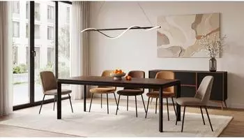 WFL GROUP Elan Esstisch ausziehbar 180–270cm, walnuss, schwarze Metallbeine (800001754628)