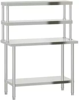 vidaXL K&uuml;chen-Arbeitstisch mit Aufsatzboard 110x55x150cm, Edelstahl (3208903)