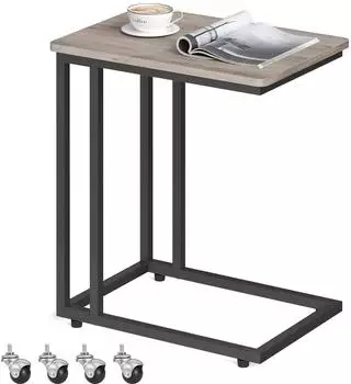 Vasagle Beistelltisch C-Form mit Rollen, Holz/Metall (LNT050B02)