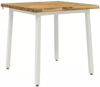 vidaXL Esstisch Massivholz Akazie, wei&szlig;, 60x55x75cm