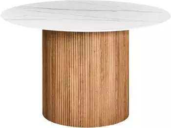 Beliani Albina runder Esstisch weißer Marmor ⌀120cm