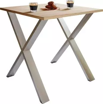 VCM Xona X Esstisch 80x80cm, Eiche/silberfarben