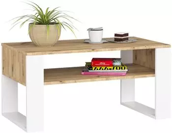 RAUMHIRSCH DOMI Couchtisch Eiche Artisan/weiß, rechteckig, 92x45x50cm (800001324673)
