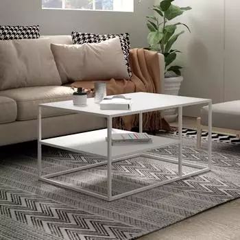 en.casa Couchtisch 'Solund' Stahl, rechteckig, weiß, 90x45x60cm