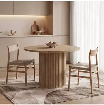 WFL GROUP Norin runder Esstisch ausziehbar, Eiche braun rustikal, 100–188cm (800001751828)