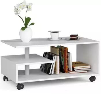 RAUMHIRSCH Couchtisch weiß, rechteckig, 90x51cm, mit Rollen (800001324639)
