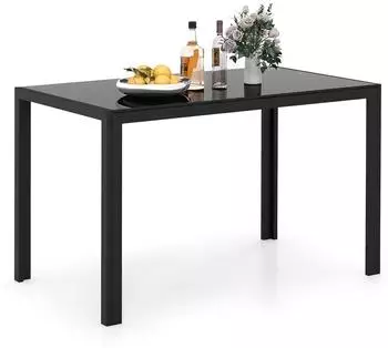 LuxusKollektion Esstisch Glas, rechteckig, schwarze Metallbeine, 120x70cm