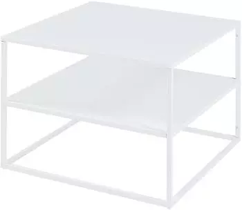 en.casa Solund Couchtisch mit Ablage, Metall, wei&szlig; matt, 60x60x45cm (800000550306)