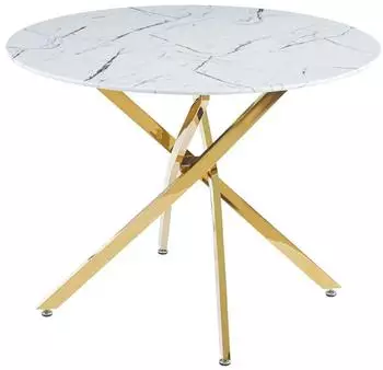 Lookway Bellagio Esstisch gold/wei&szlig; Marmor 100x75x100cm (800001807992)