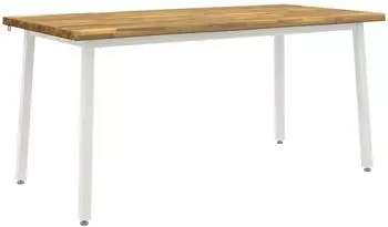 vidaXL Live Edge Esstisch 160x70x75cm Massivholz Akazie, wei&szlig;