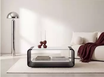 WFL GROUP Sora Couchtisch wei&szlig;, schwarzes Metallgestell, 100x50x41cm (800002023117)