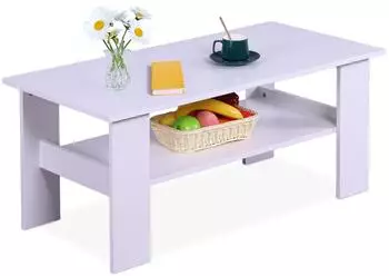 Relaxdays Couchtisch mit Ablage, wei&szlig;, 100x43,5x50cm (10051444_49)