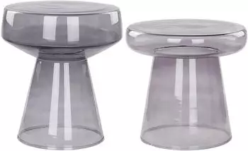 Beliani LAGUNA/CALDERA 2er-Set Beistelltische, rund, Rauchglas, grau