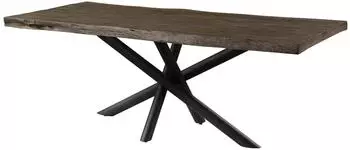 Massivmoebel24 FREEFORM 5 Baumkantentisch Mango 180x90cm, grau lackiert, Mikado-Beine anthrazit matt (09-108-844-2261)