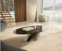 DELIFE Couchtisch Edge Oval 140x80 cm Keramik Emperador Extra Lucidato...