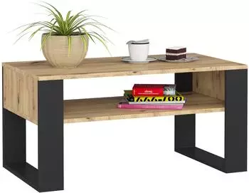 RAUMHIRSCH DOMI Couchtisch rechteckig, Eiche Artisan/schwarz, 92x45x50cm (800001324654)