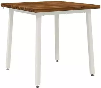 vidaXL Esstisch Akazienholz massiv, quadratisch, natur/wei&szlig;, 70x70x75cm
