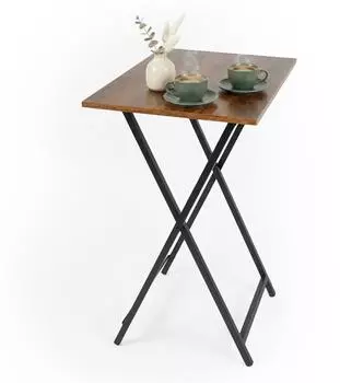 Relaxdays Beistelltisch klappbar, Holzoptik & Metall, braun/schwarz (48x66,5x36cm)