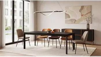 WFL GROUP Elan ausziehbarer Esstisch, schwarz, 180–270x90cm (800001754588)