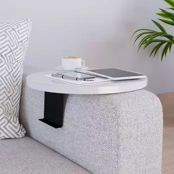 en.casa Kuleskyd Couchtablett rund &Oslash;34cm, wei&szlig;