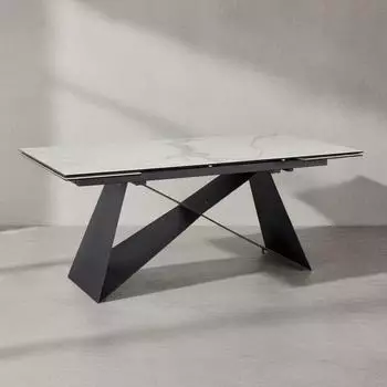 KADIMA DESIGN Esstisch ausziehbar, Keramikglas Marmoroptik, wei&szlig;, 180&ndash;260cm