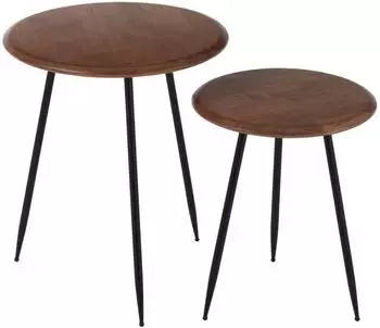 Paris Prix Neo 2er-Set Beistelltische 60cm, Holz & Metall, natur