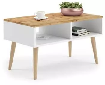 RAUMHIRSCH Sandi Couchtisch rechteckig, weiß/Eiche Bianco, Holzwerkstoff, 90x55x55cm (800001030095)