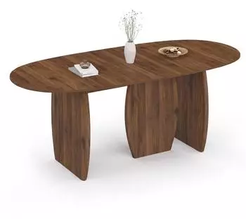 IDMarket Marilou ausziehbarer ovaler Esstisch, Japandi, Nussbaum, 160-200cm (104199)