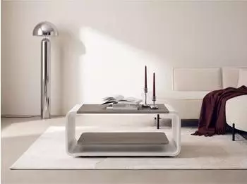 WFL GROUP Sora Couchtisch Cremona Cannolo Eiche, wei&szlig;es Metallgestell, 100x50x41cm (800002023985)