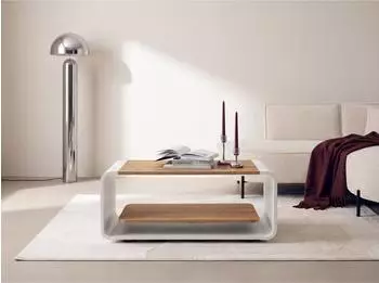 WFL GROUP Sora Couchtisch Craft Eiche, wei&szlig;es Metallgestell, 100x50x41cm (800002023986)