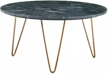 Wohnling Couchtisch rund Marmor gr&uuml;n, Metall gold, &Oslash;70cm (WL7.211)