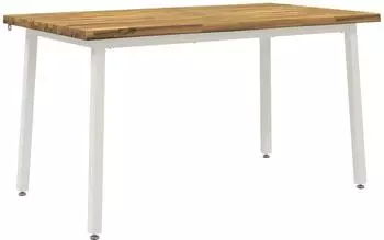 vidaXL Esstisch Akazien-Massivholz weiß, rechteckig, 140x80x75cm