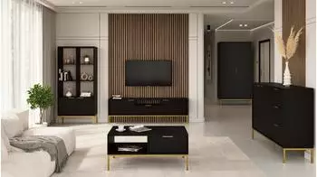 RAUMHIRSCH Austin Couchtisch schwarz/gold, Holzwerkstoff, 80x60x45cm (800001030134)