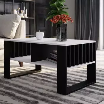 RAUMHIRSCH Couchtisch rechteckig weiß/schwarz, 92x53x45cm (800001324645)