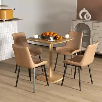 HomCom Esstisch quadratisch Kautschukholz, natur, 70x75x70cm
