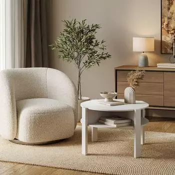 VICCO Elova Couchtisch rund, wei&szlig;, 75x46cm (61012)