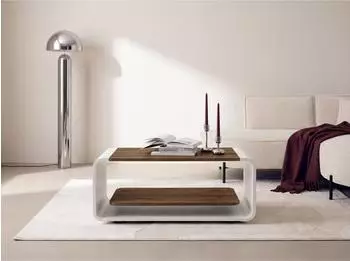 WFL GROUP Sora Couchtisch Lefkas Eiche, wei&szlig;es Metallgestell, 100x50x41cm (800002023995)
