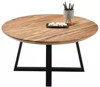 Sofa.de Safaga Couchtisch rund, Akazie massiv, schwarz, &Oslash;90cm H45cm