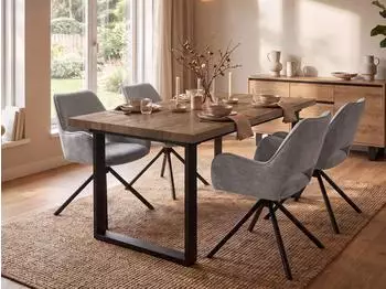 Beautysofa AXIS Esstisch ausziehbar 160-240cm, Nussbaum-Optik, schwarze Metallbeine (800001994963)