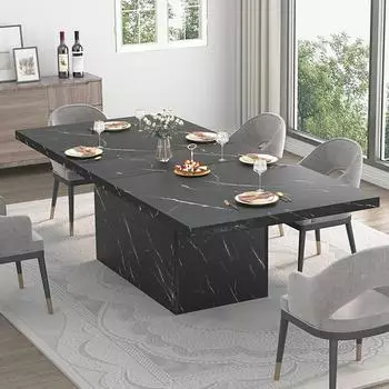 LuxusKollektion Esstisch Marmoroptik, schwarz, 180x80cm