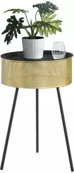 en.casa G&auml;llivare Beistelltisch mit Stauraum, Metall, schwarz/gold, 65x40cm