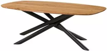 Massivmoebel24 Esstisch Akazie 200x100x76cm, Mikado-Beine eckig schwarz (09-110-680-2129)