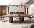 DeLife Edge Esstisch Akazie braun 260x100cm, Live-Edge, Edelstahl Graphit