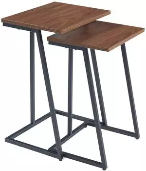 en.casa Salem Satztisch 2er Set, schwarz/Walnuss-Optik (Salem)