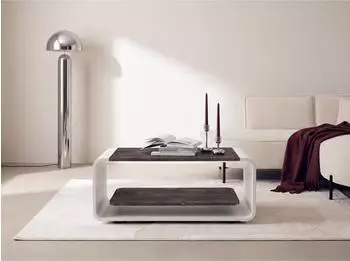 WFL GROUP Sora Couchtisch beton dunkelgrau, wei&szlig;es Metallgestell, 100x50x41cm (800002023979)