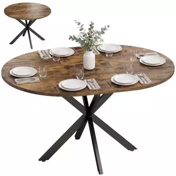 HomCom Ausziehbarer Esstisch 100/135x100cm, oval/rund, Stahl, rustikal-braun (DE83A-390V80RB0431)